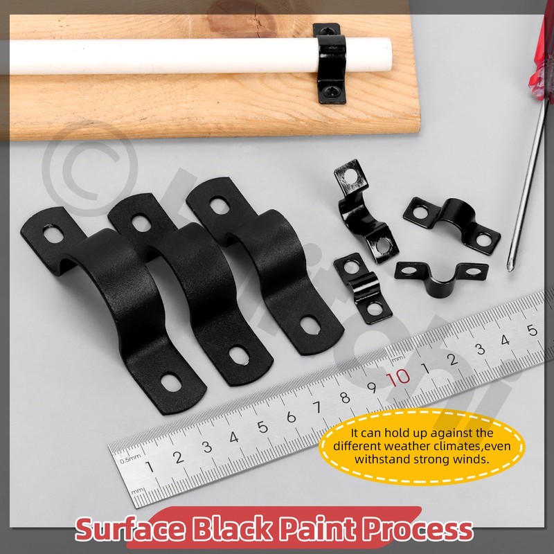 Hilitchi 12MM Black Durable U-Clamps Metal Pipe Clamps Assortment Kit