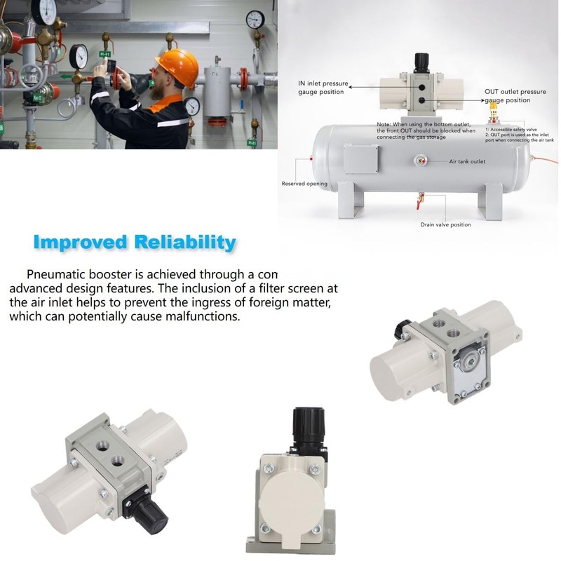 Pneumatic Booster Pump, 2 Times Pressure Pneumatic Booster Pump, Less