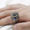Dinuo S925 pure silver ring embedded elliptic natural agate rock