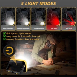 AUMIO Rechargeable Work Lights with Tripod Mount - 2-Pack Portable COB Camping Light with Stand, Battery Operated Job Site Lighting, Outdoor LED Flood Light for Garage, Workshop - Waterproof, 3000LM