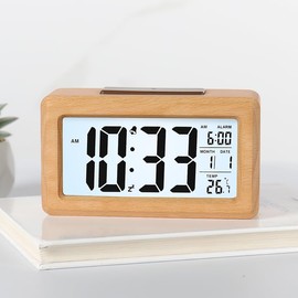CYMNER Modern wooden digital alarm clock - the perfect combination of fashionable design and smart technology brings more convenience and fun to your life. (Beech Yellow)