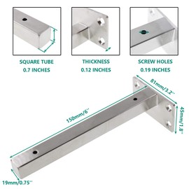 Heavy Duty Shelf Brackets,ULIFESTAR Floating Shelf Brackets,Wall Mounted Decorative Shelving Shelf Supports Wall Hanging Bracket with Screws,Hardware Brace for DIY Home Storage 2 Pack (6'', Silver)
