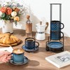 6 OZ Coffee Mugs with Saucer and Stand, Ceramic Espresso
