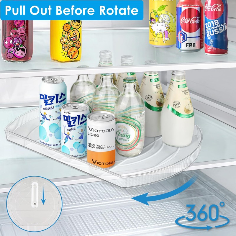 FIRJOY Lazy Susan Turntable for Refrigerator, Square Turntable Organizer for