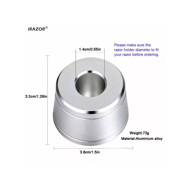 iRAZOR 안전 면도기 스탠드 개방 직경 0.55인치 1.4cm 알루미늄 합금