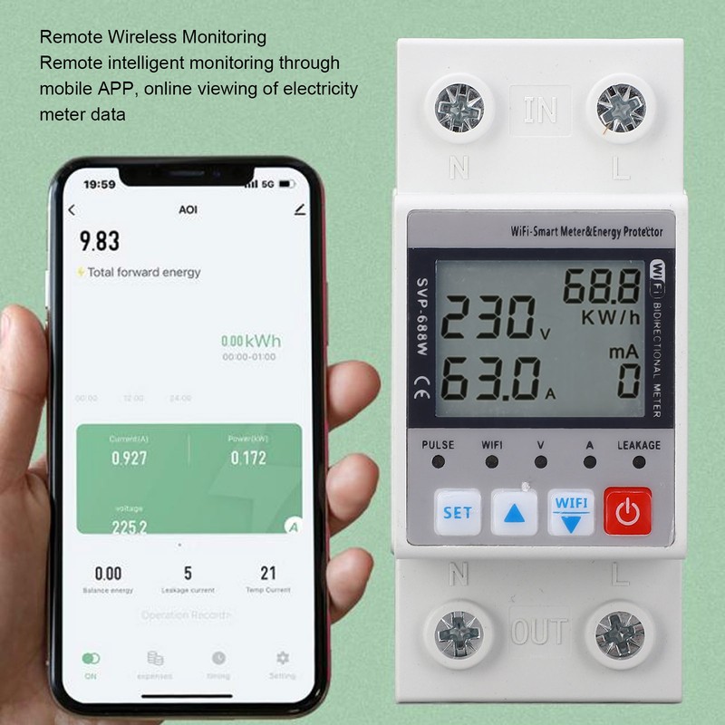 Over Under Voltage Protector WiFi Remote Monitoring Voltage Current Protective