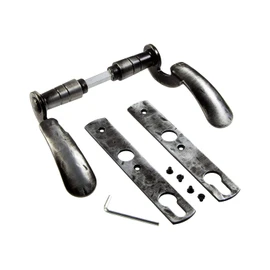 Gedotec Handle Set Wrought Iron Door Fitting Antique Black Door Handle on Long Plate - TILLY SK | Narrow Frame Set PZ 72 mm Profile Cylinder | DIN Standard | 1 Door Set with Mounting Material