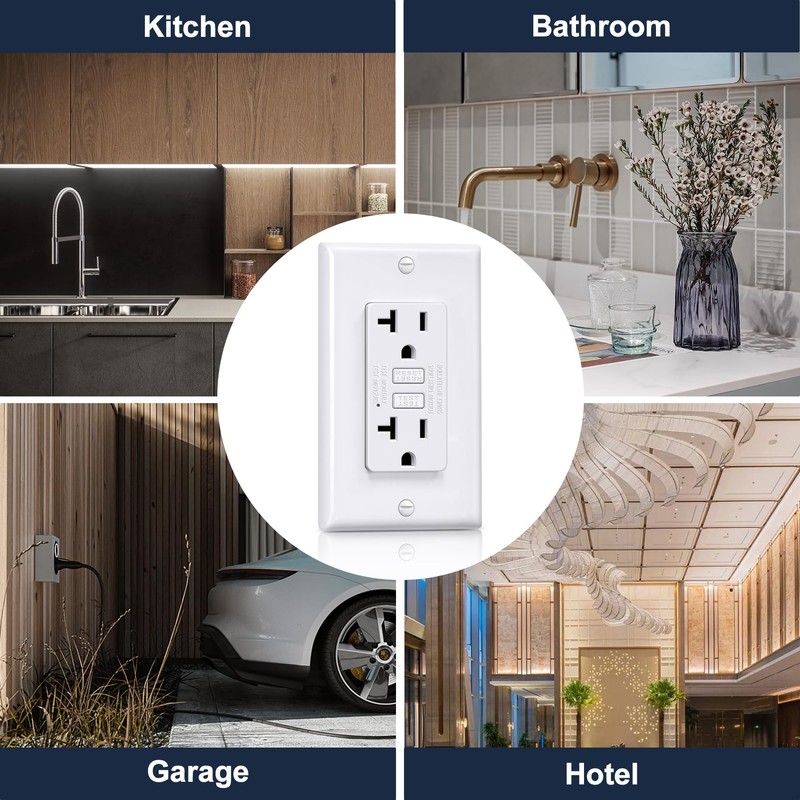 BESTTEN 20 Amp GFCI Outlet with Thinner Design, GFI Electrical
