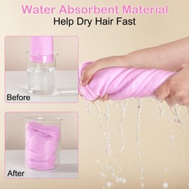 Basumee Microfiber Hair Towel Wrap for Kids 2 Pack Rapid Drying Hair Towel with Button Hair Turbans for Wet Hair Wraps Head Towel Wrap for Women and Girls