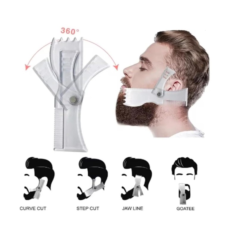 Beard Stencils with Comb and Ruler for Goatee, Sideburns, Neckline,