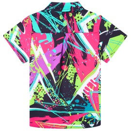 uideazone Boys Hawaiian Shirts Size 5 Size 6 Retro 80's 90's Aloha Button Down Shirts Novelty Short Sleeve 3D Graphic Tops for Beach Party 5-6 Years