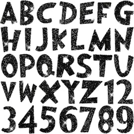 WILLBOND 37 Pcs Rhinestone Letter Stickers Large Glitter Alphabet Crystal Number Self Adhesive Bling Diamond Stickers Iron on Letters for Graduation Cap Crafts Clothing DIY Decors (Black)