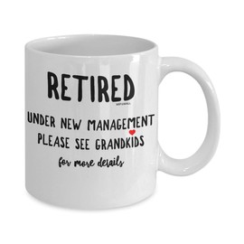Retirement Gifts for Women Men Colleagues Boss, Mugs Cups Presents Ideas Coffee Tea - Christmas Secret Santa Xmas - Under New Management MG0008