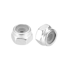 sourcing map M2 x 0.4mm Nylon Insert Hex Lock Nuts, Carbon Steel White Zinc Plated, Pack of 20