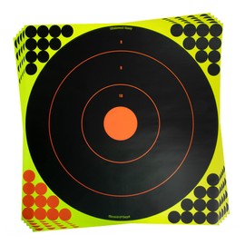Birchwood Casey Shoot-N-C 17.25" Bull's-Eye Reactive Targets - Highly Visible Instant Feedback Self-Adhesive Shooting Targets with Repair Pasters - 5 Targets, 200 Pasters