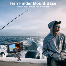 Keuvirya Aluminum Fish Finder Mount with 1" B-Size Ball, 360° Rotation Depth Finder Mount Bracket for Boats with Double AMPS Round Plates, 5.6" Long Arm Marine Electronic GPS Mount for RAM Kit