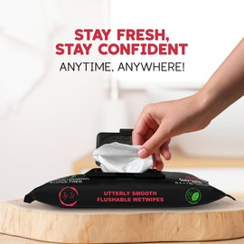 JYJZ XXL Flushable Wet Wipes, 6 Pack (288 Wipes), Disposable, Biodegradable, Extra Large With Aloe & Vitamin-E, Drain and Marine Life Friendly, Utterly Smooth, Bespoke Aroma, Irresistible