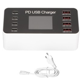 USB Charging Station 65W Hub 8 Ports USB A USB C PD Fast Multi Charging Dock Circuit Protection 100‑240V for Phones Tablet EU Plug