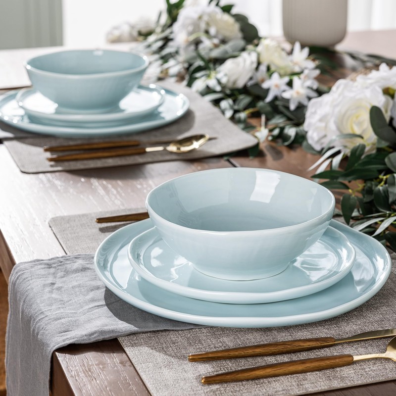 LERATIO Ceramic Dinnerware Sets for 6,Porcelain Plates and Bowls Sets