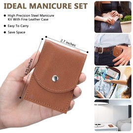 12 Sets de Manicura Kit de Pedicura Cortaúñas Set de Pedicura Profesional de Acero Inoxidable Kit de Aseo Herramientas de Cuidado de Uñas con Lujoso Estuche de Viaje (Marrón, 4 en 1)