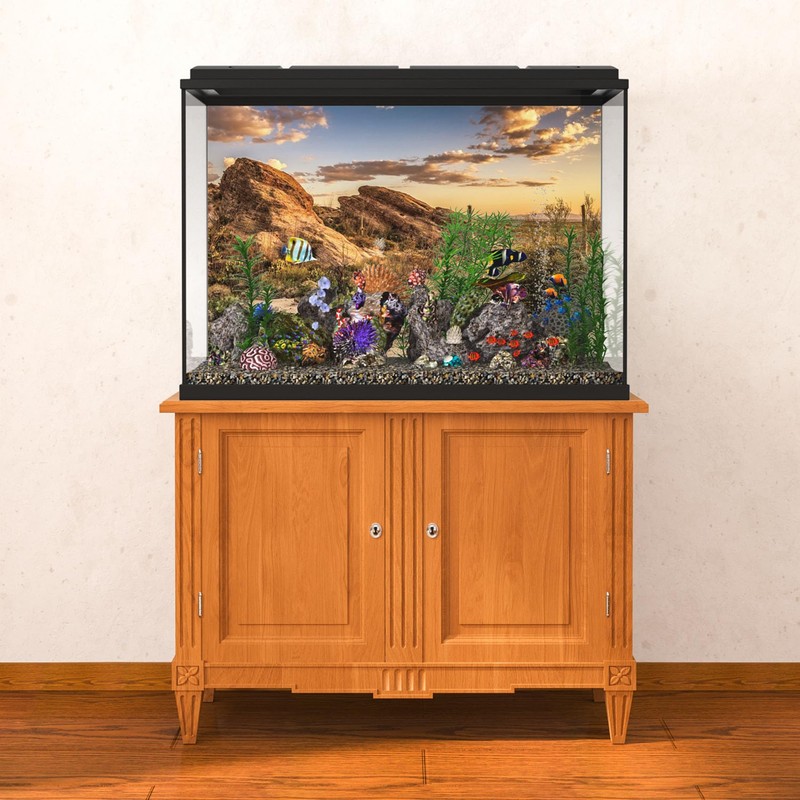 MIRRORANG 120x61cm Reptile Habitat Background Blue Sky Oasis Cactus Sun
