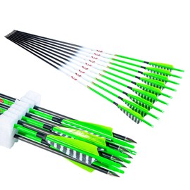 QunYing 300 340 400 500 600 Spine Traditional Archery Carbon Feather Arrows 31 Inch for Recurve Compound Bow Longbow Hunting Targets Arrow 12PCS Green 400
