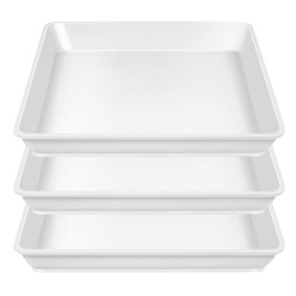 LWALRS 3 Pack Square Plant Saucer 20 22 Inch, Heavy Plastic Water Tray Tor Plants, Planters for Indoors and Outdoors Plants, Deep Plant Trays for Pots, Extra Large Plant Saucers (20 inch, White)