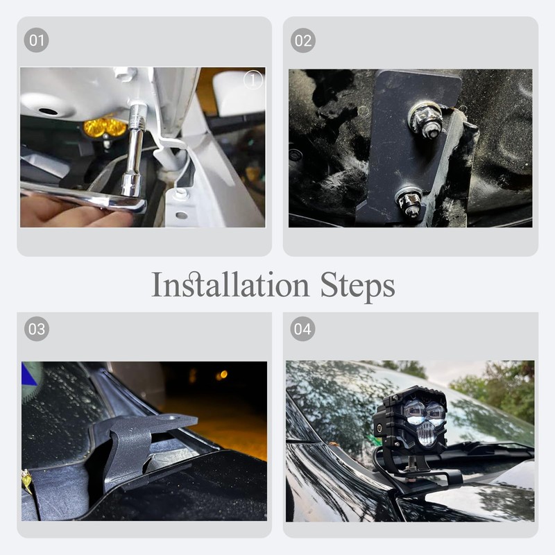 Teurroie Hood Hinges Ditch Work Light Brackets for Ford F150