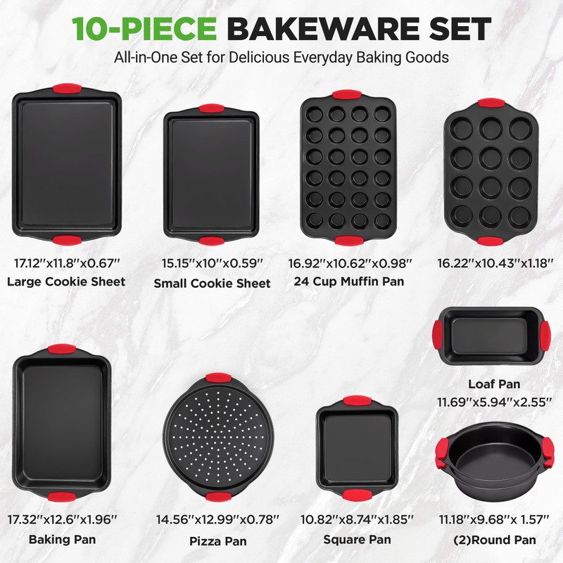 NutriChef 10-Piece Nonstick Kitchen Oven Baking Pans - Premium &