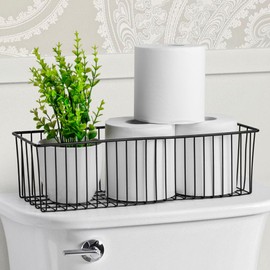 Wetheny Toilet Paper Basket ( 1 Pack) - Black Wire Basket Metal Basket for Bathroom farmhouse decor - Wire Storage Baskets for organizing toilet tank topper, countertop