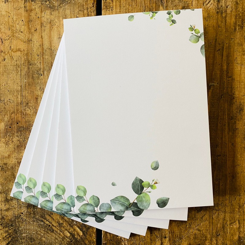 Notepads, DIN A6, eucalyptus motif, 25 sheets per pad (10)