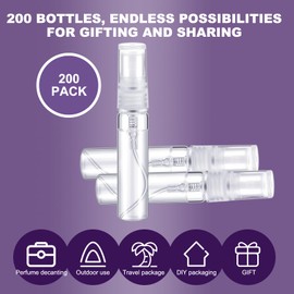 OKAY ORANGE 200 Pcs Mini Spray Bottle Clear Glass Perfume Bottles Refillable Perfume Sample Bottles Small Empty Sample Containers Travel Refillable Perfume Bottle (5ml)