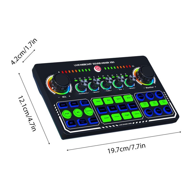 Live Sound Card Audio Mixer Recording Desktop Singing BT Power