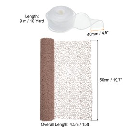 PATIKIL Flower Wrapping Mesh Paper, 15ft Floral Bouquet Craft Packaging Hollow Net Yarn with Ribbon for Flowers Gift Packaging, Khaki