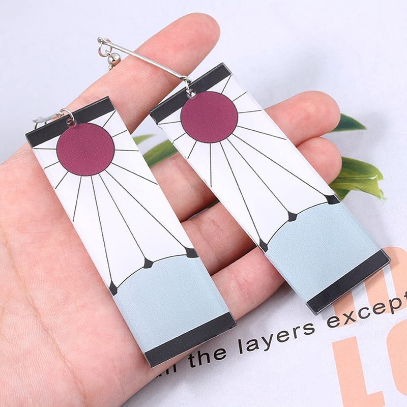 KitsKap Tanjiro Earrings Hanafuda Tanjiro Cosplay Earrings Anime Jewelry Accessories