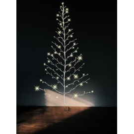 Lighted White Birch Christmas Wall Tree - Indoor/Outdoor LED 6 Feet High - Warm White Lights - Battery Operated with Timer, White Branches