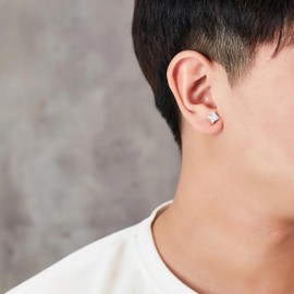 Philip Jones Men's Silver Plated Square Magnetic Clip On Stud Earrings Created with Zircondia® Crystals