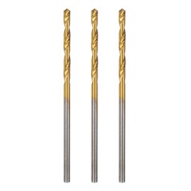 HARFINGTON 3pcs Brad Point Drill Bit 1.5mm(1/16") Dia Straight Round Shank Drill Metric Brad Point Spiral Twist Drill Bits for Carpenter Woodworking Plastic Rubber, Golden
