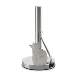 Everyday Solutions Meow Paper Towel Holder - Stainless Steel, Countertop Paper Towel Dispenser - with Tension-Spring for Single Handed Use - Featuring Cute Animal Tail Design - Great for Pet Lovers