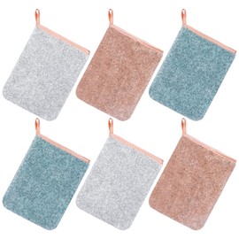 PHOGARY 6 Pack Body Wash Mitts, Soft Face Body Cleansing Mitts Bath SPA Terry Cloth, Reusable Makeup Remover Mitt Gloves, European Style Coral Fleece Wash Cloth 3 Colors