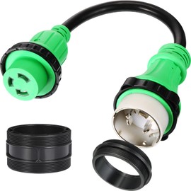 Kanayu 1.8FT Marine Shore Power Dogbone Adapter, Marine 50A SS2-50P to 30A L5-30R Female with Locking Ring, 50 Amp 125/250V to 30Amp L5-30R Marine Shore Power Pigtail Boat Adapter with Lock