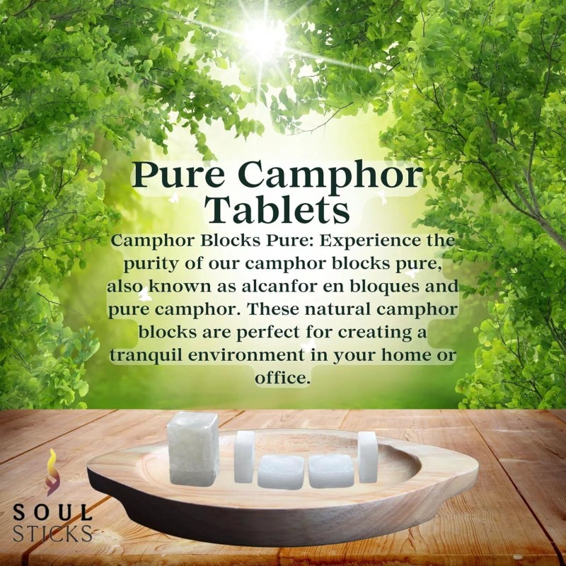 Pure SOUL STICKS Natural Camphor Blocks (56 Grams, 12 Tablets)