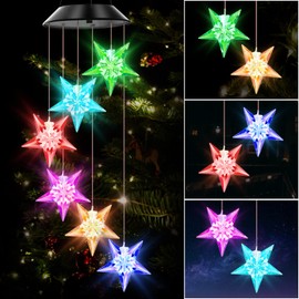 WeeksEight Campanillas de viento solares con forma de estrella, luces cambiantes, el mejor regalo para mamá, abuela, mujeres, madres, decoraciones de campanillas de viento al aire última intervensión, decoración de patio