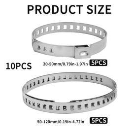 Pack of 10 Universal CV Axle Boot Clamps Set Made of Stainless Steel, Adjustable Clamping Clamps for Drive Shafts, 5 Large and 5 Small Clamps, Rustproof and Durable for Most Cars