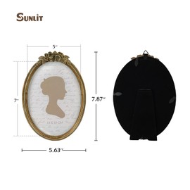 Sunlit Vintage Picture Frame 5x7 Inch, Oval Antique Photo Frames with Glass Front, Luxury Photo Display, Tabletop Wall Hanging, Gift Ideas, Bronze Rose