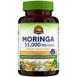 Vitalitown Moringa Capsules 11,000 MG, Pure Moringa Oleifera Leaves, No Sticks, No Caffeine, Energy, Immune, 60 Capsules