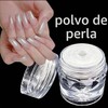 Polvo para uñas con efecto espejo superbrillante, cromo perlado blanco,