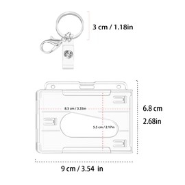 ID Card Holder, Hard Clear Badge Holder, ID Card Holder, Card Holder for Office, School, ID Credit Cards, ID Clip (Horizontal 2 Pieces)