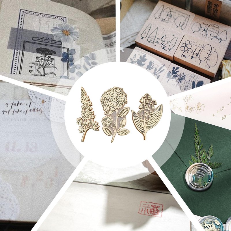 Floral Stamps,Wooden Seal Stamps - Retro Plant Floral Seal, Clear