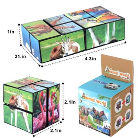 3D Infinite Cube Puzzle Toy, 2-in-1 Shape-Shifting Design, Animal Pattern, Educational Stress Relief (Animals)